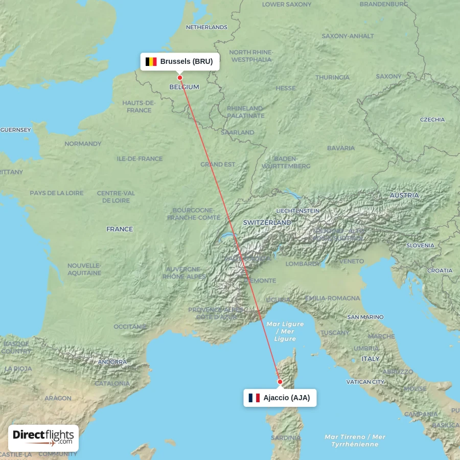 AJA - BRU route map
