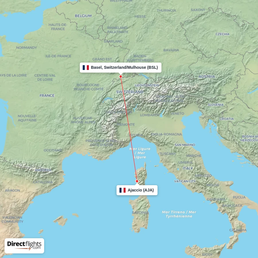 AJA - BSL route map