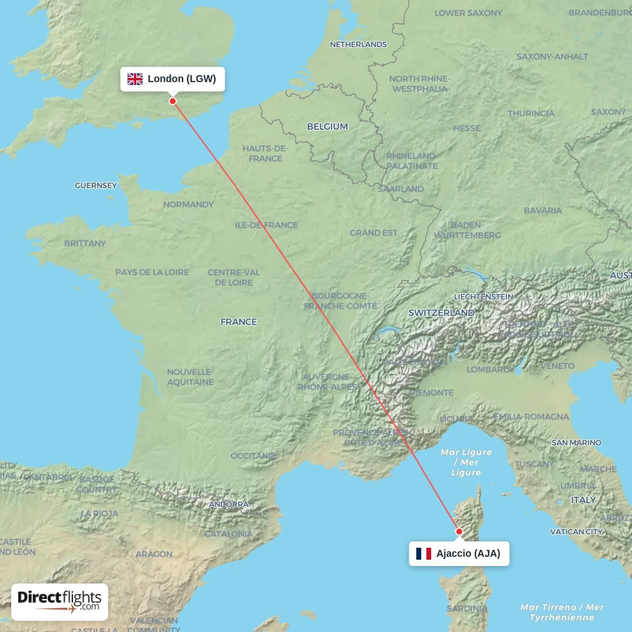 AJA - LGW route map