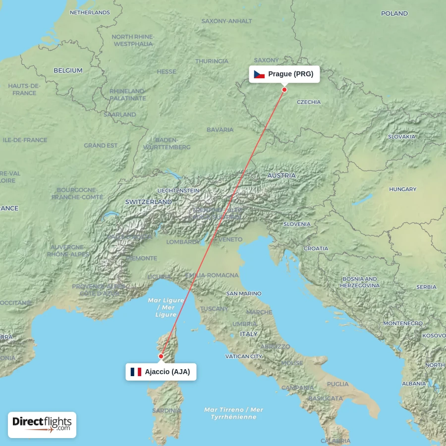 AJA - PRG route map
