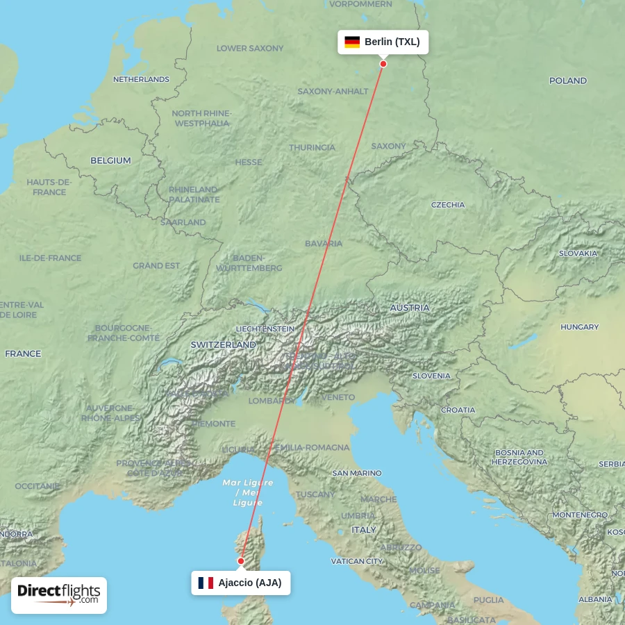 AJA - TXL route map