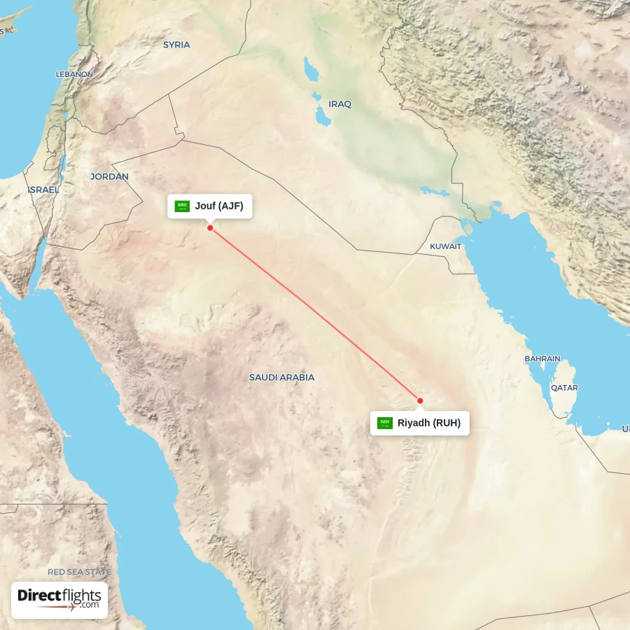 AJF - RUH route map