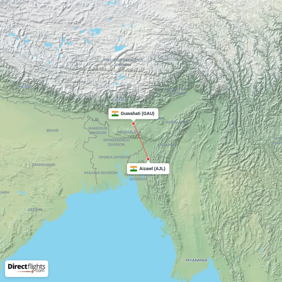 AJL - GAU route map