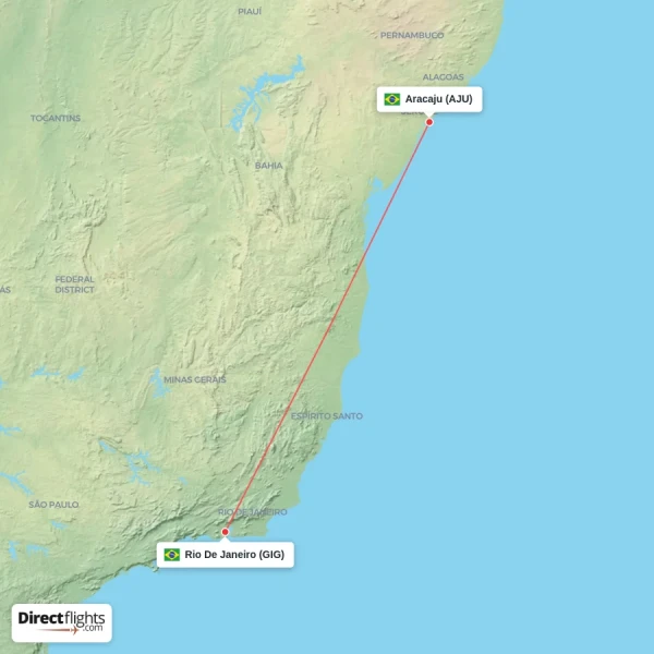 Aracaju - Rio De Janeiro direct flight map