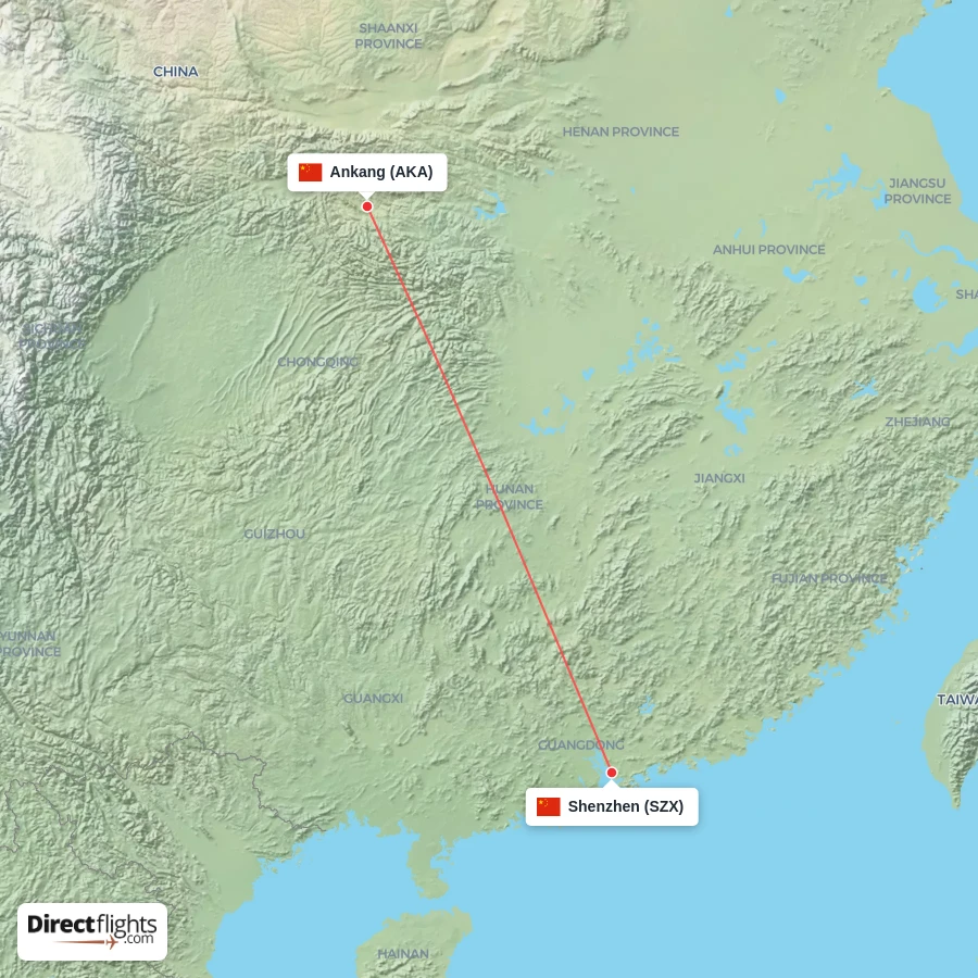 AKA - SZX route map