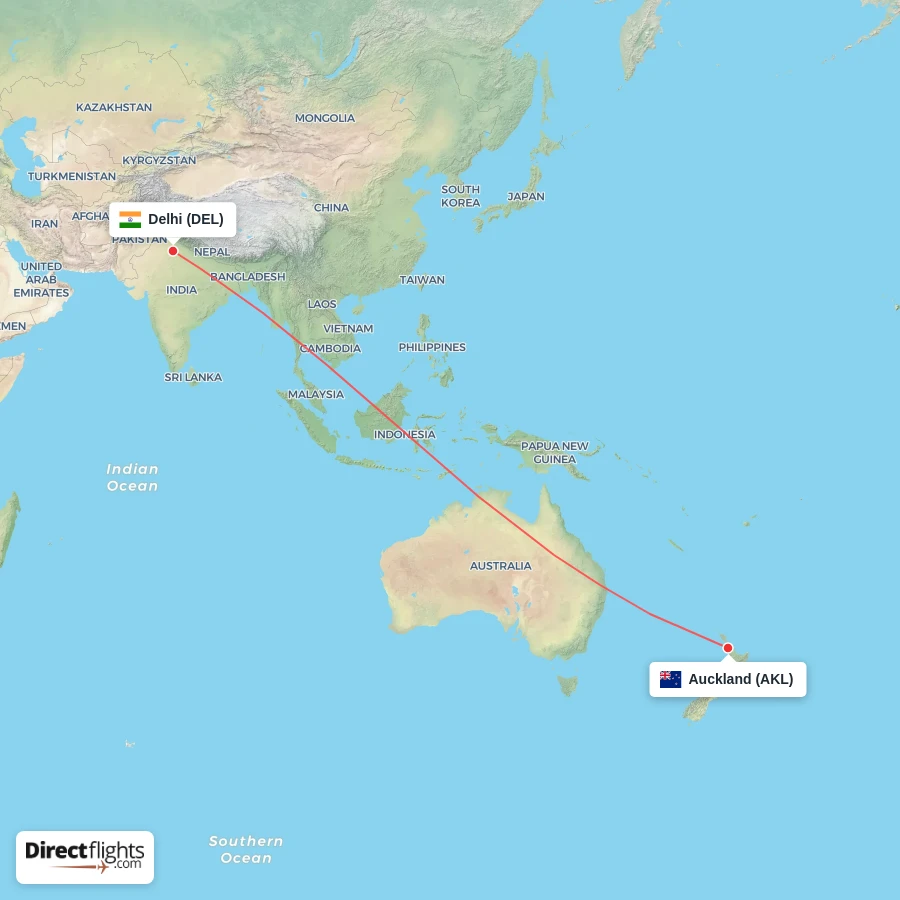 AKL - DEL route map