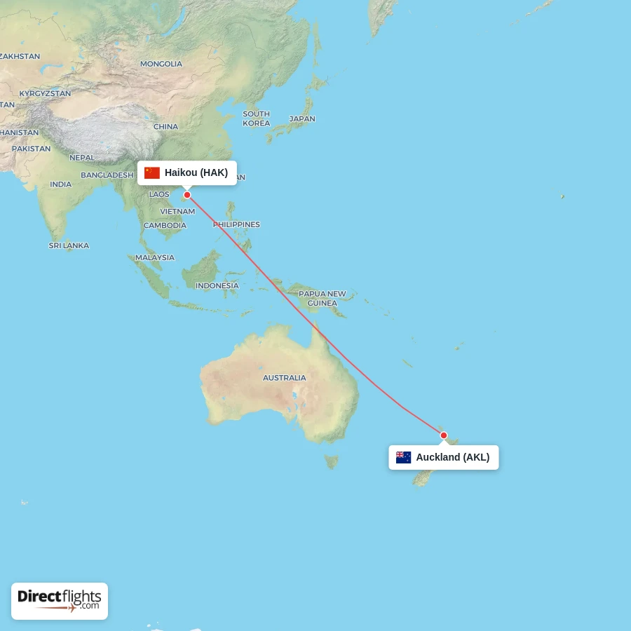 AKL - HAK route map