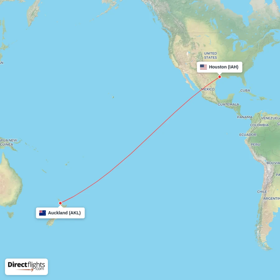 AKL - IAH route map