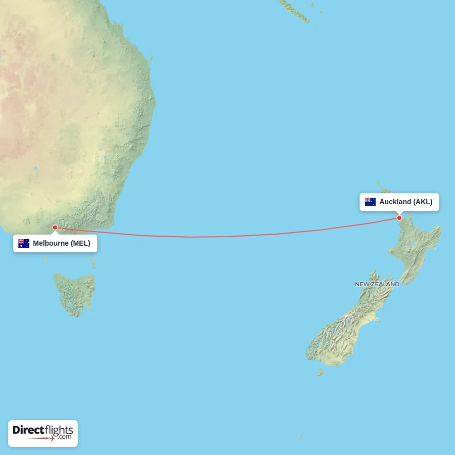 AKL - MEL route map