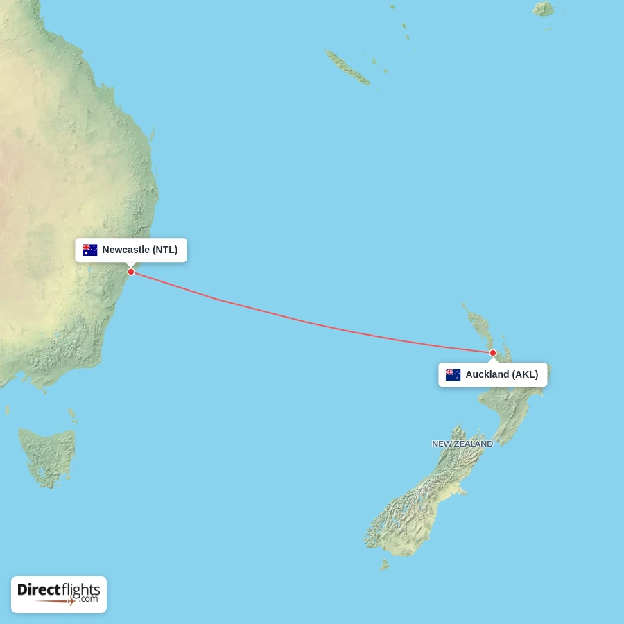 AKL - NTL route map