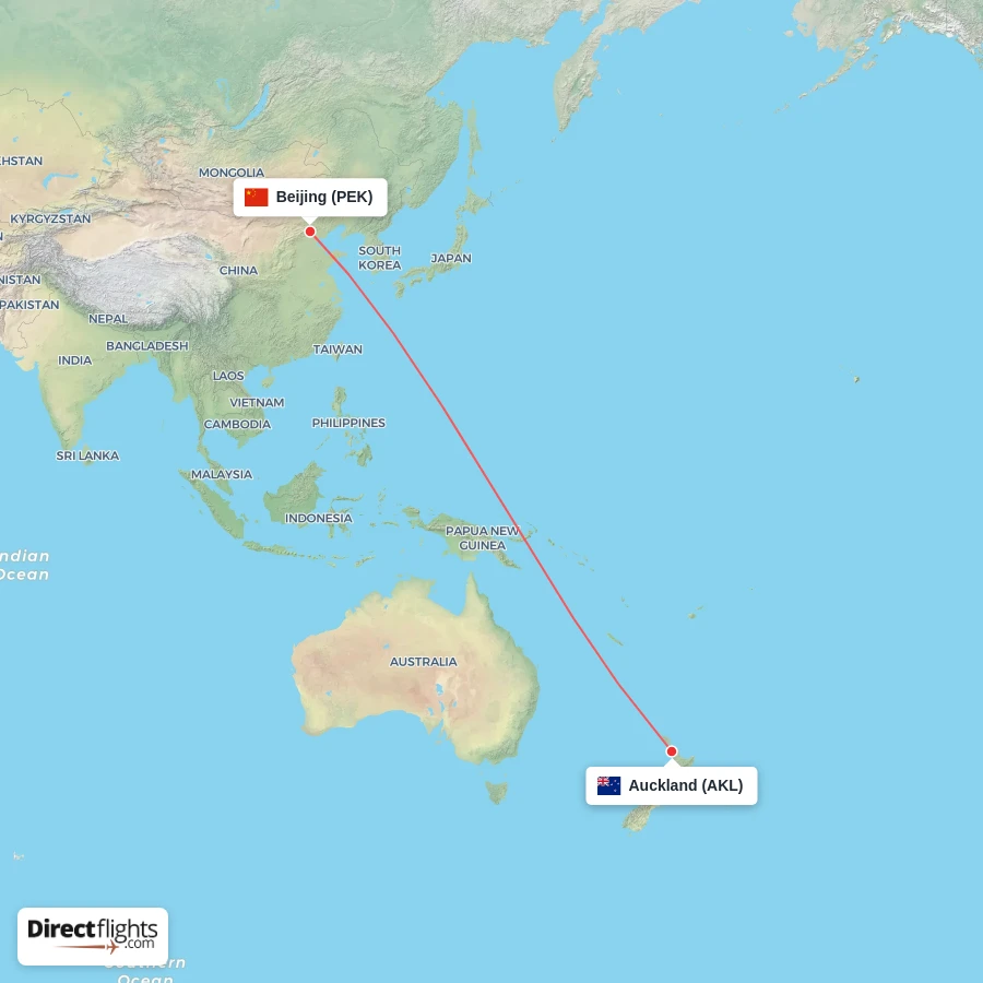 AKL - PEK route map