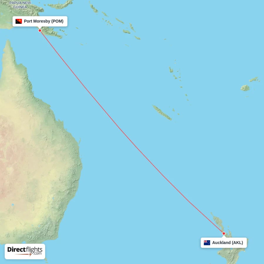 AKL - POM route map