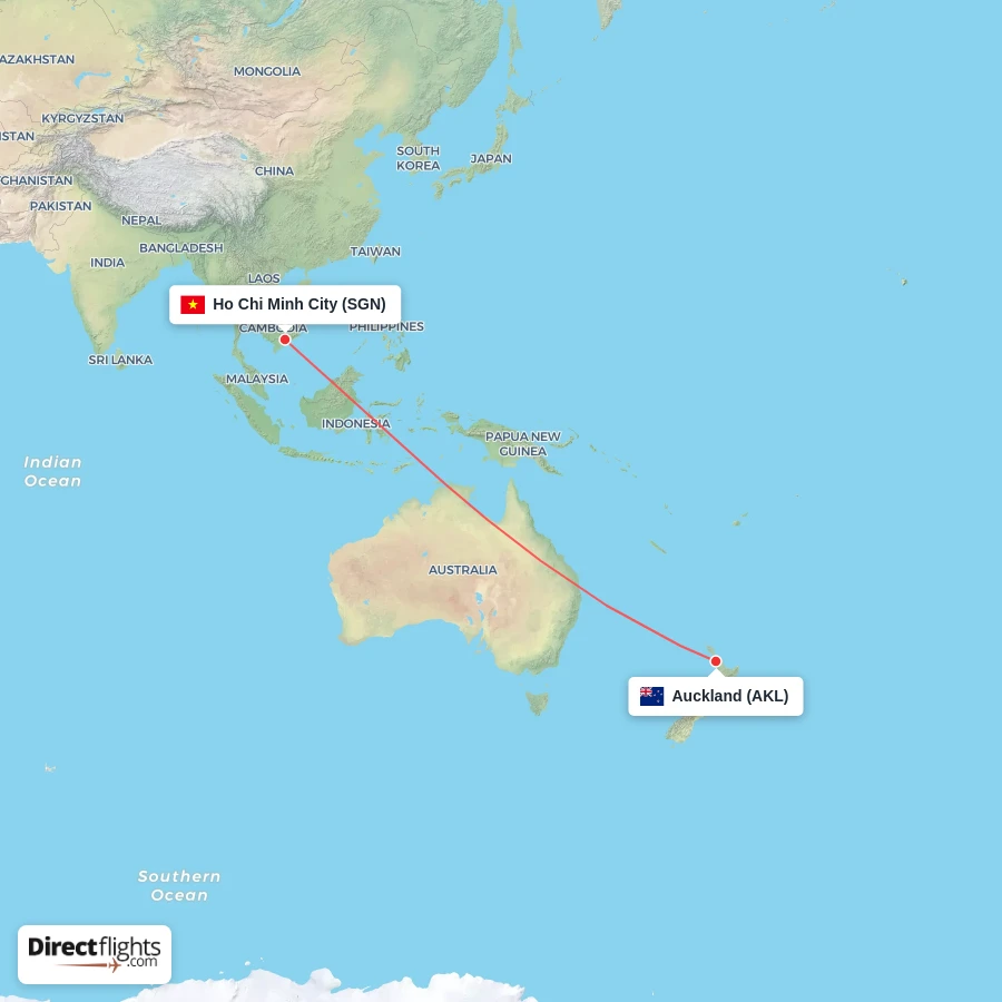 AKL - SGN route map