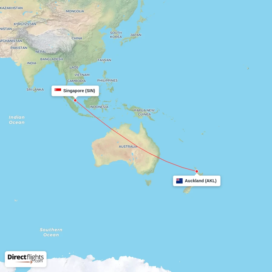 AKL - SIN route map