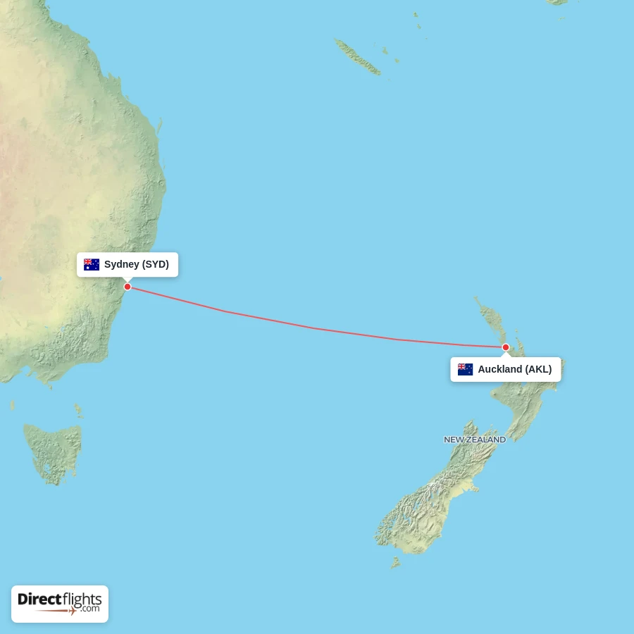 AKL - SYD route map