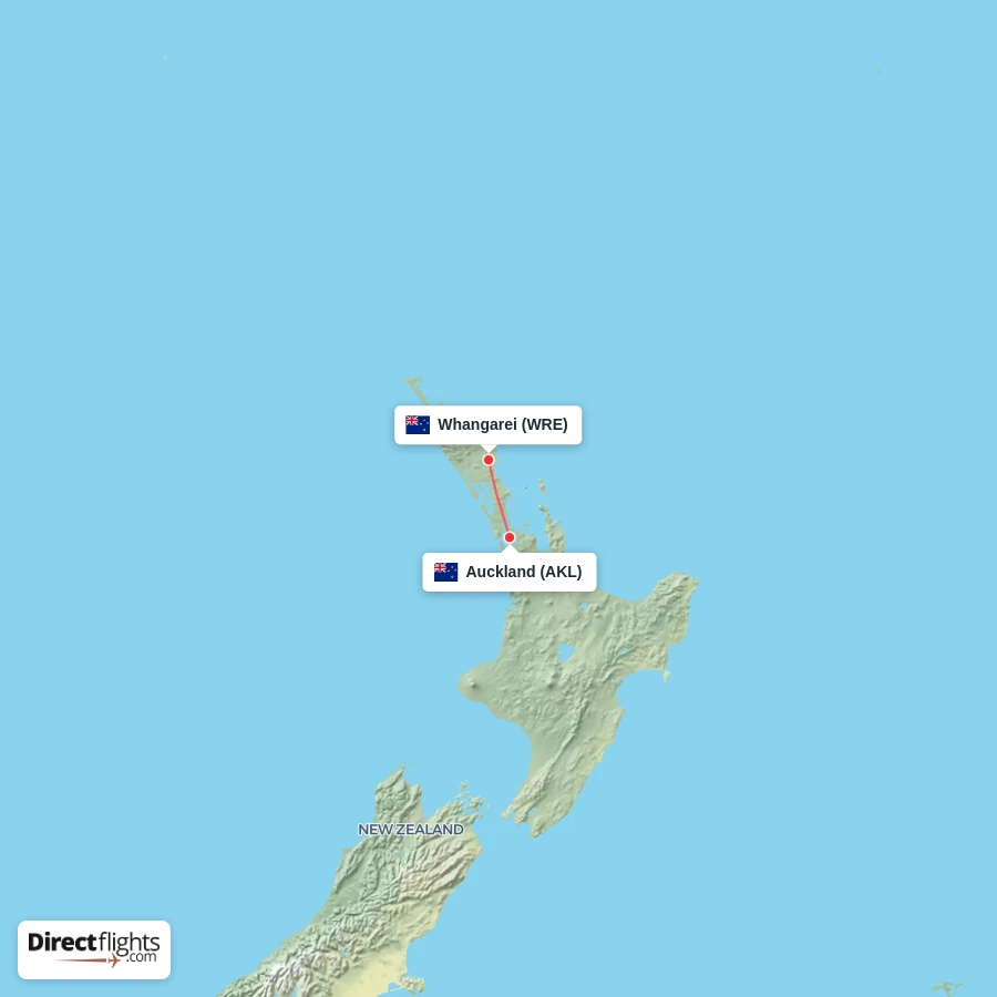 AKL - WRE route map