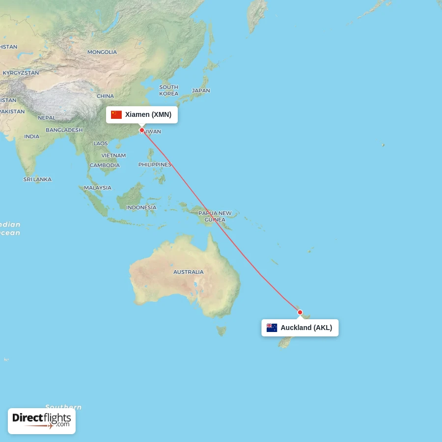 AKL - XMN route map