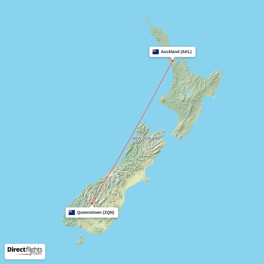AKL - ZQN route map