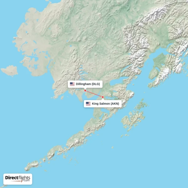 King Salmon - Dillingham direct flight map