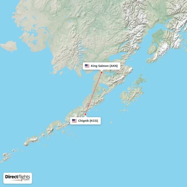 King Salmon - Chignik direct flight map