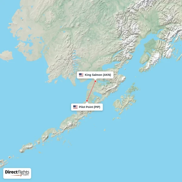 King Salmon - Pilot Point direct flight map