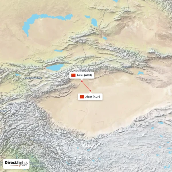 Aksu - Alaer direct flight map