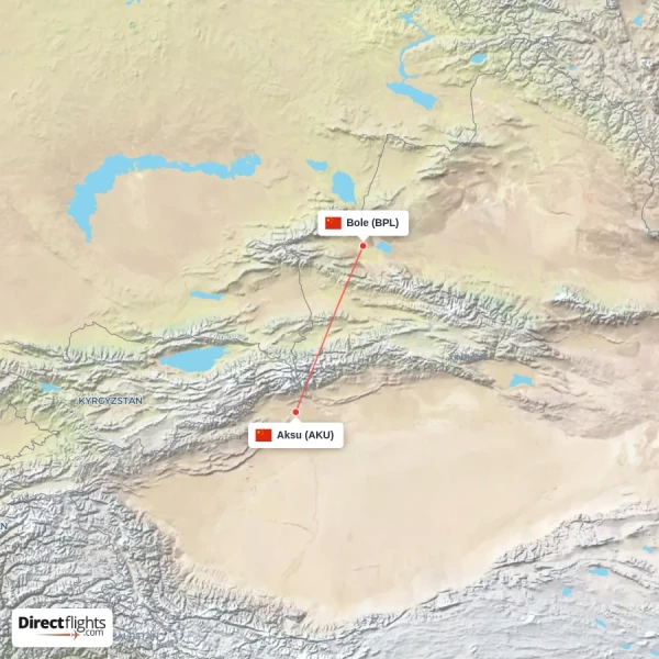 Aksu - Bole direct flight map