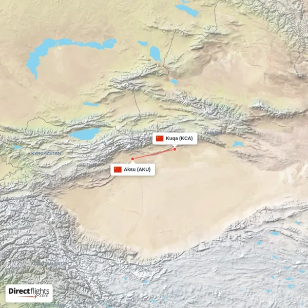 Aksu - Kuqa direct flight map