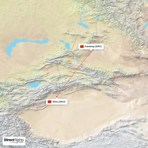 Aksu - Karamay direct flight map