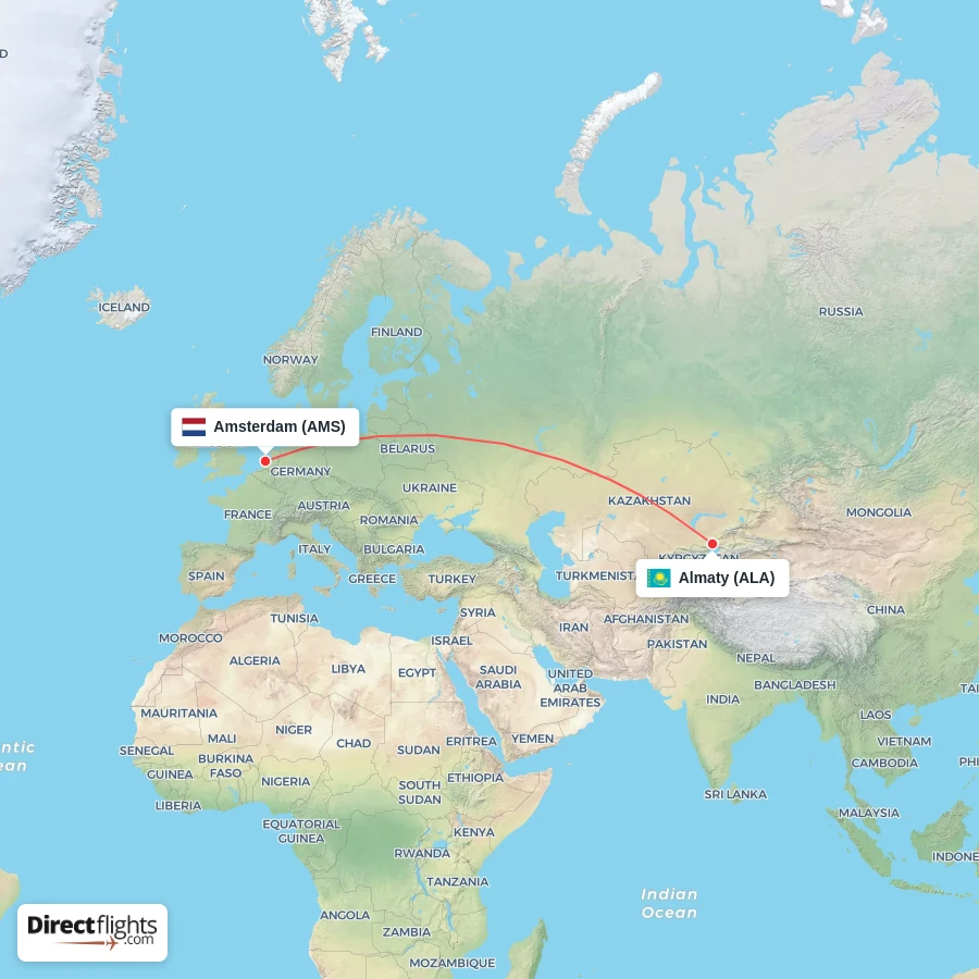 ALA - AMS route map