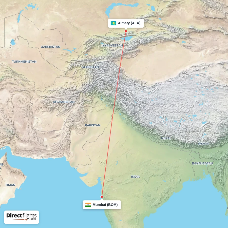 ALA - BOM route map