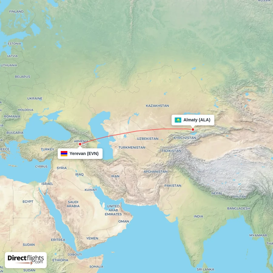 ALA - EVN route map