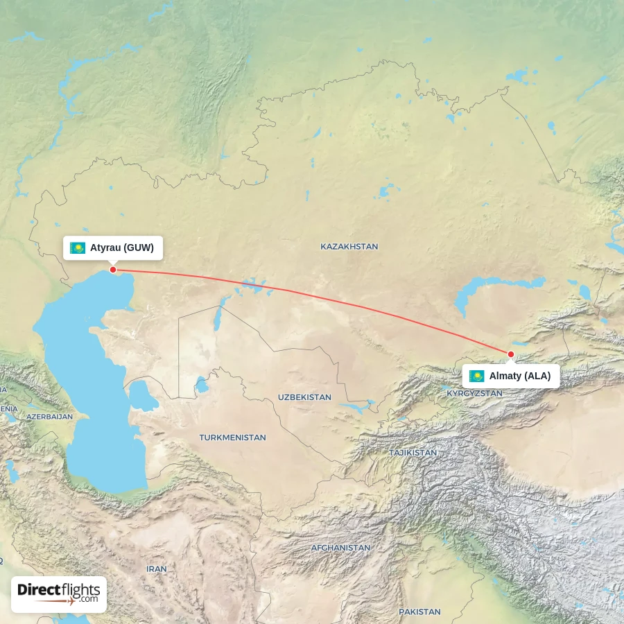 ALA - GUW route map
