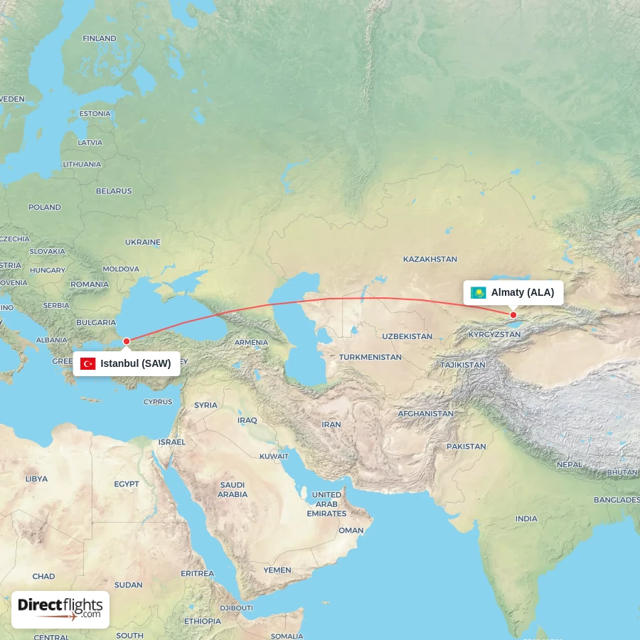 ALA - SAW route map