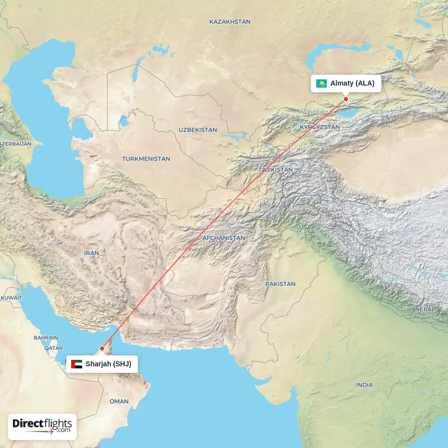 ALA - SHJ route map