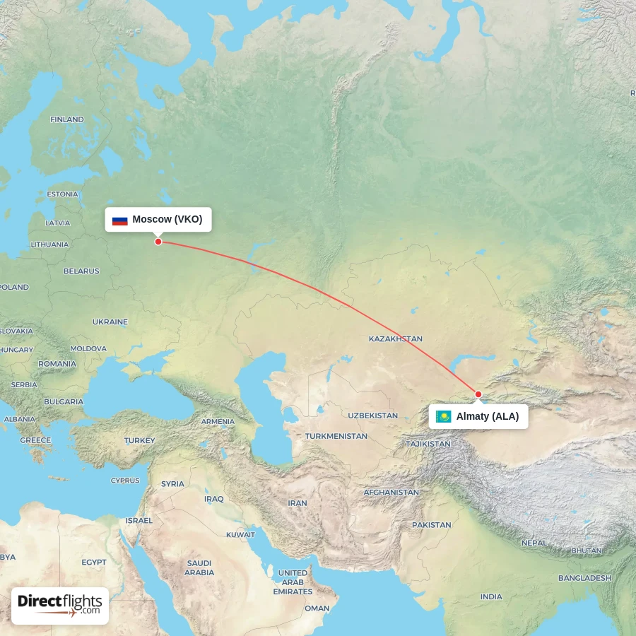 ALA - VKO route map