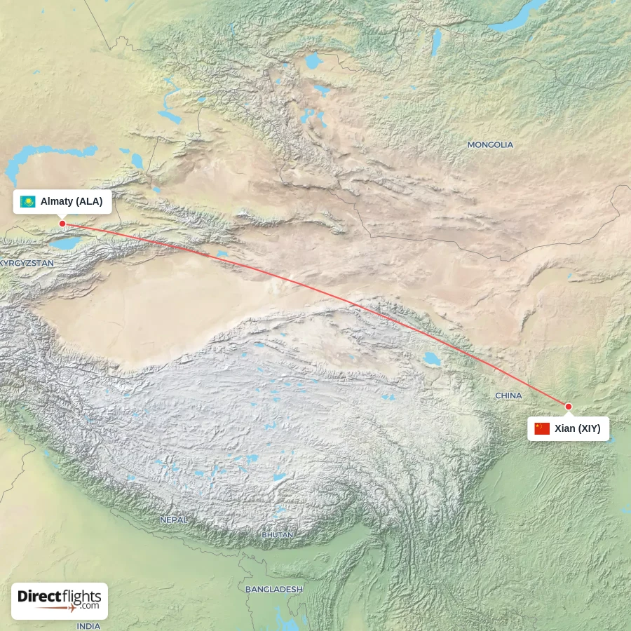 ALA - XIY route map