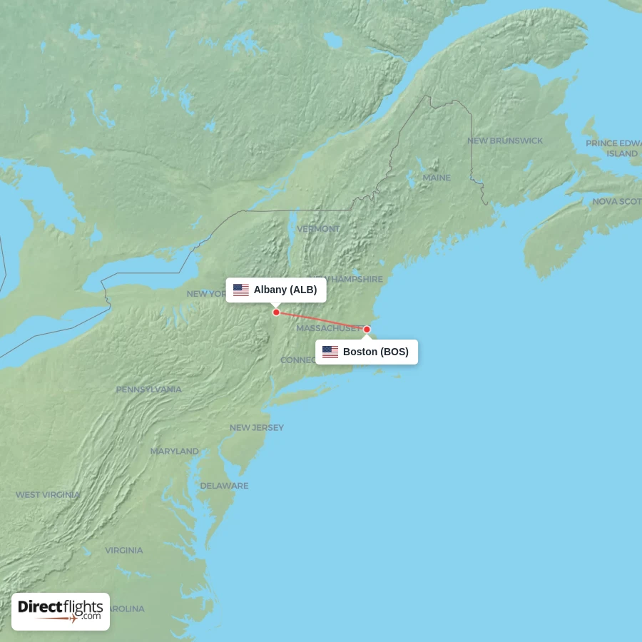 ALB - BOS route map