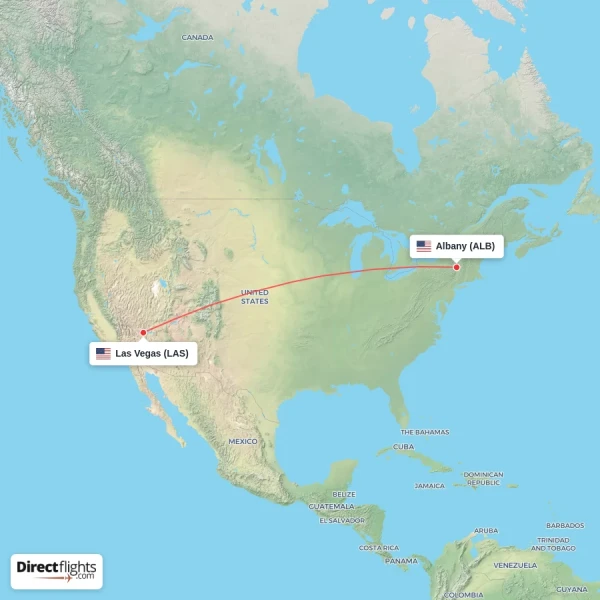 Albany - Las Vegas direct flight map