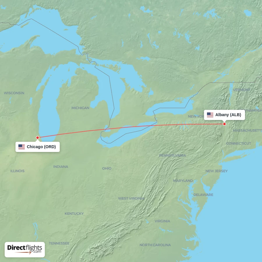 ALB - ORD route map