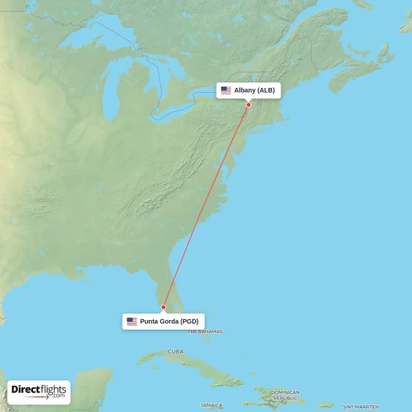 Albany - Punta Gorda direct flight map