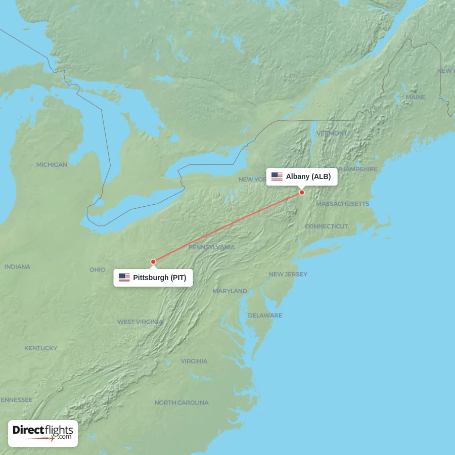 ALB - PIT route map