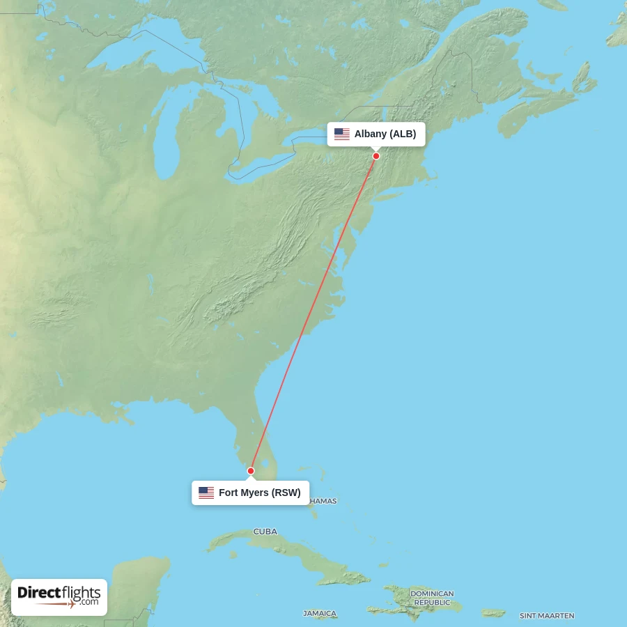 ALB - RSW route map