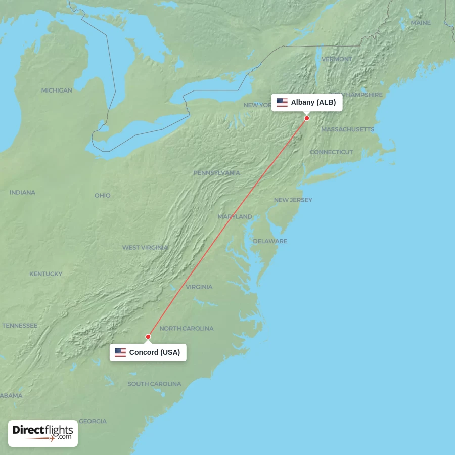 ALB - USA route map