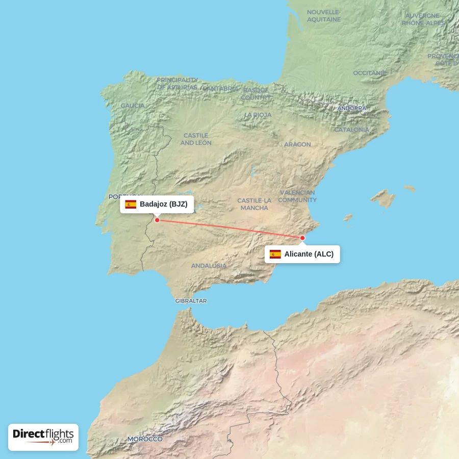 ALC - BJZ route map