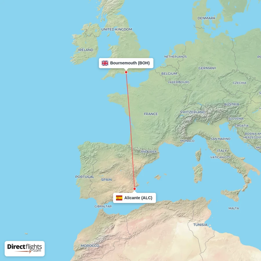 ALC - BOH route map