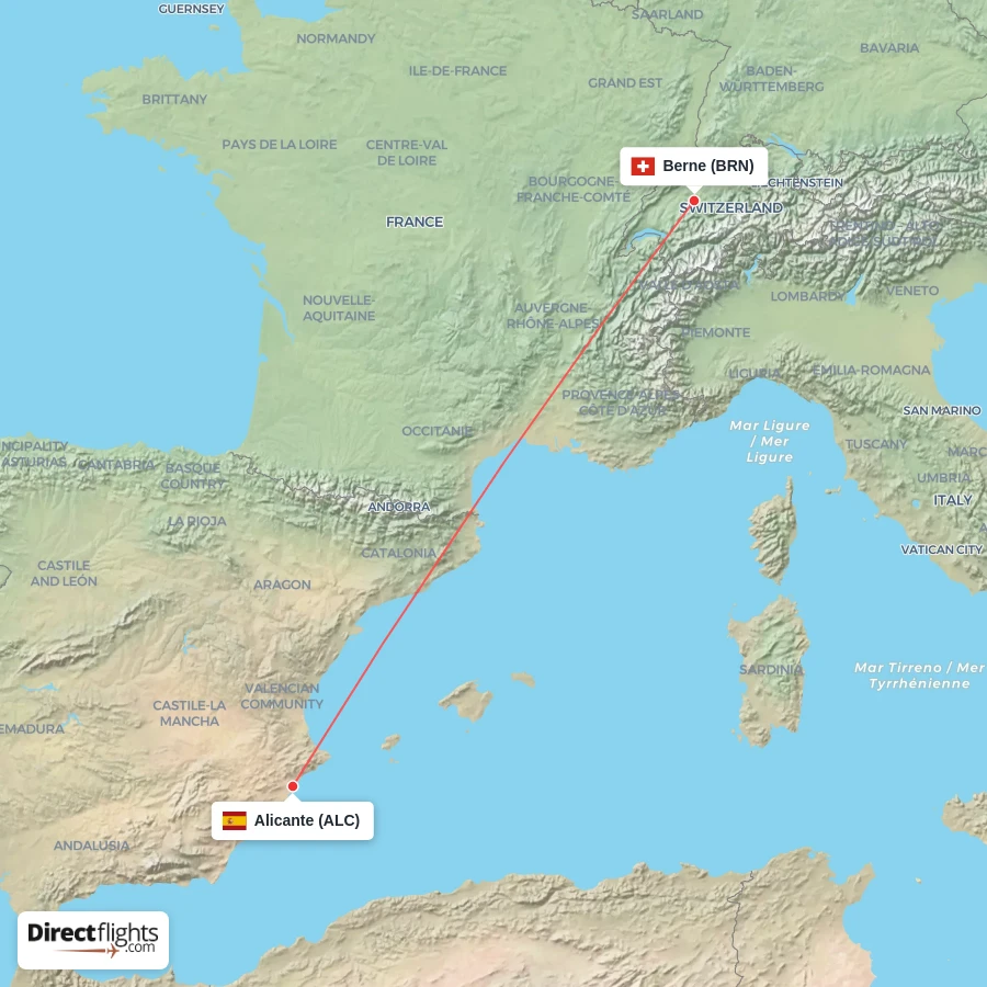ALC - BRN route map