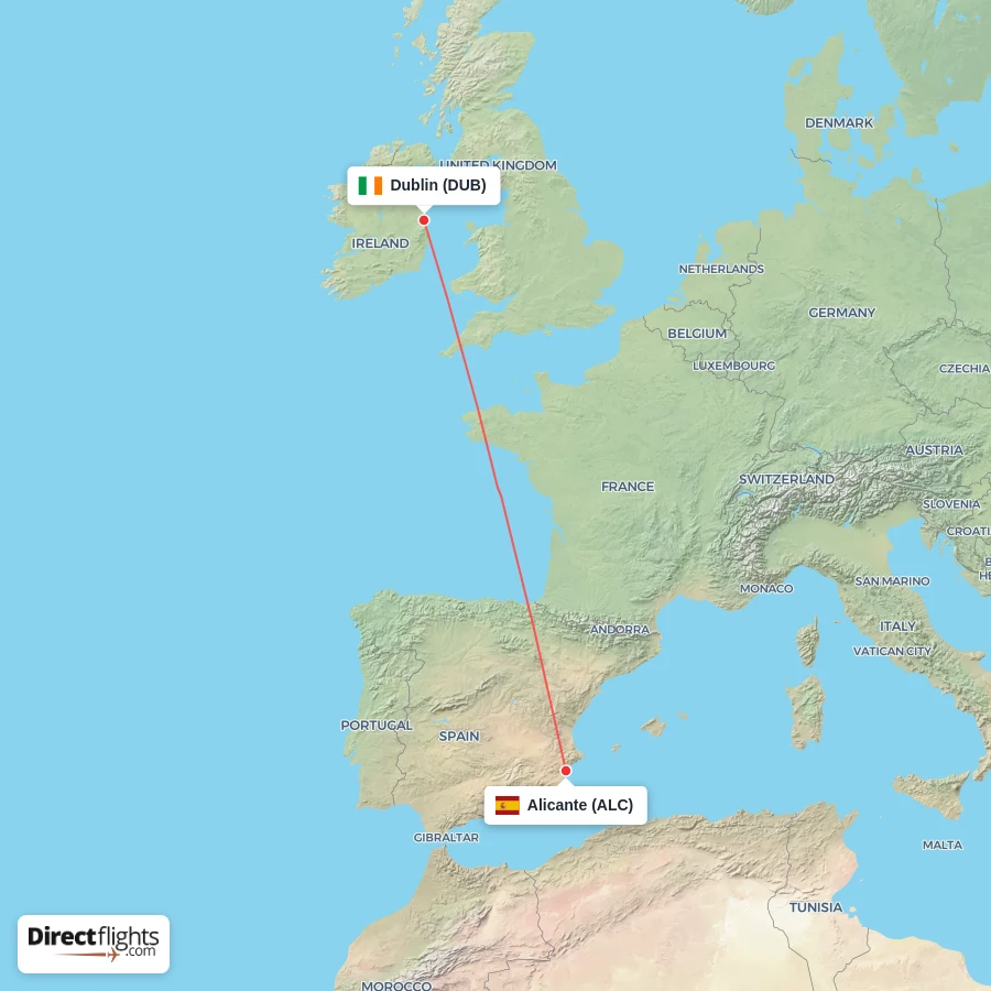 ALC - DUB route map
