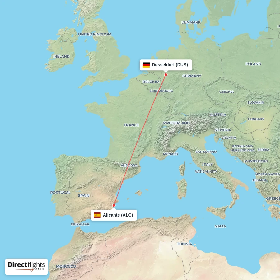 ALC - DUS route map