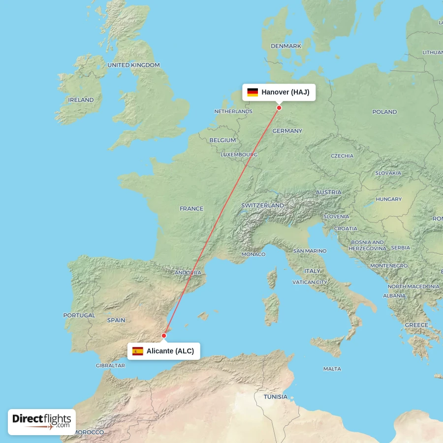 ALC - HAJ route map